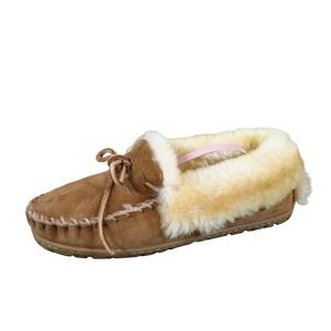 L.L.Bean Wicked Good Women Moccasin Slipper Size 8 Indoor Outdoor Brown Suede